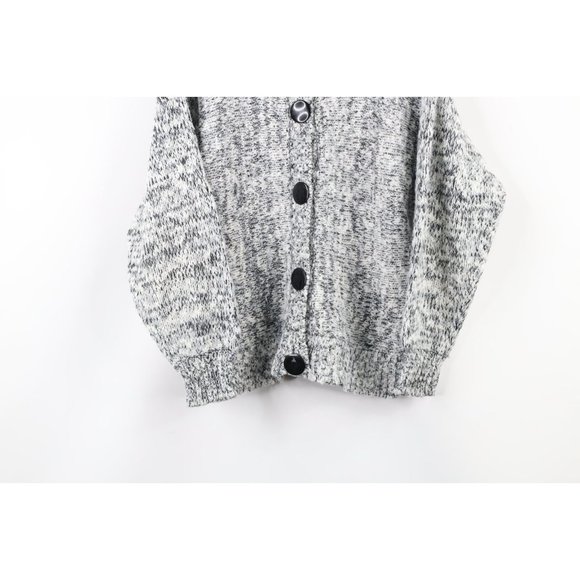 Vintage 70s Streetwear Medium Blank Big Button Chunky Knit Cardigan Sweater - Picture 3 of 7
